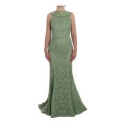 Groene Bloemen Kant Sheath Maxi Jurk Dolce & Gabbana , Green , Dames