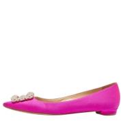 Pre-owned Satin flats Manolo Blahnik Pre-owned , Pink , Dames