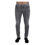 Grijze Gewassen Skinny Denim Jeans Dolce & Gabbana , Gray , Heren