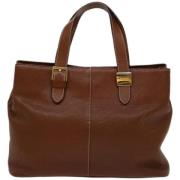 Pre-owned Leather handbags Burberry Vintage , Brown , Dames