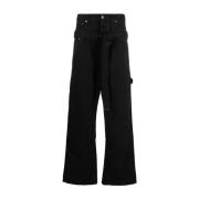 Wide Jeans Off White , Black , Heren
