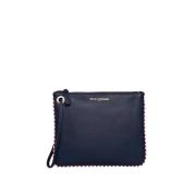 Marineblauwe leren clutch tas Ines De La Fressange Paris , Blue , Dame...