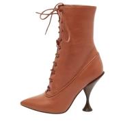 Pre-owned Leather boots Burberry Vintage , Brown , Dames