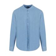 Bleach Denim Shirt Giorgio Armani , Blue , Heren