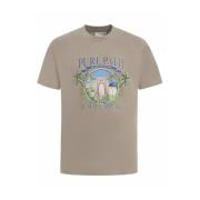 Korte Mouw T-shirt met Voorkant Print Pure Path , Beige , Heren