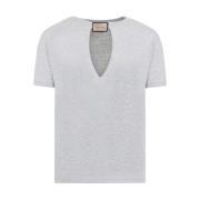 Grijs Melange Katoenen T-Shirt Gucci , Gray , Heren