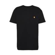 Zwarte T-shirts en Polos met geborduurd logo Carhartt Wip , Black , He...