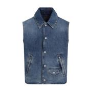 Mouwloos Denim Vest Givenchy , Blue , Heren