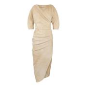 Kaars, beige linnen jurk Cortana , Beige , Dames