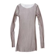 Zijden Tule Boothals Top Cortana , Brown , Dames