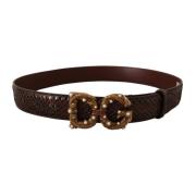 Elegant Phyton Leren Parel Gesp Riem Dolce & Gabbana , Brown , Dames