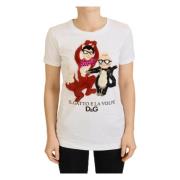 Iconische Prints Wit Katoenen T-shirt Dolce & Gabbana , White , Dames