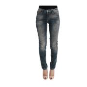 Chique Blauwe Was Slim Fit Jeans Roberto Cavalli , Blue , Dames