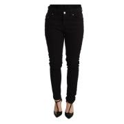 Zwarte Slim Fit Stretch Denim Jeans Dolce & Gabbana , Black , Dames