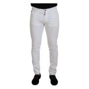 Witte Stretch Denim Skinny Jeans Dolce & Gabbana , White , Heren