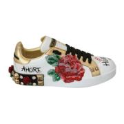 Witte Rozen Paillet Kristal Sneakers Dolce & Gabbana , Multicolor , Da...