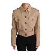 Beige Kort Katoenen Jas Dolce & Gabbana , Beige , Dames