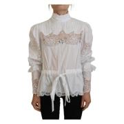 Elegante Witte Kant Trim Blouse Dolce & Gabbana , White , Dames