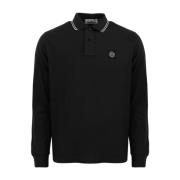 Heren Logopatch Polo Shirt Zwart Stone Island , Black , Heren