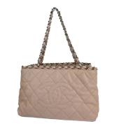 Pre-owned Leather shoppers Chanel Vintage , Pink , Dames