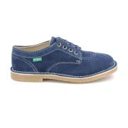 Comfortabele Leren Derby Schoenen Kickers , Blue , Dames