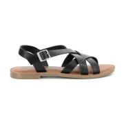 Comfort Leren Sandalen Kickers , Black , Dames