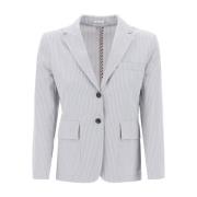 Klassieke Zwarte Jas Thom Browne , Gray , Dames