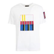 Wit Streep Logo Shirt Tommy Hilfiger , White , Heren