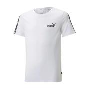 Wit en Zwart Logo Tape T-shirt Puma , White , Dames
