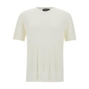 Witte Crewneck T-shirt Lyocell Mix Tom Ford , White , Heren