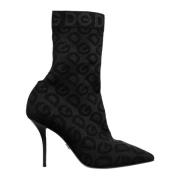 Stijlvolle Zwarte Logo Enkellaarzen Dolce & Gabbana , Black , Dames