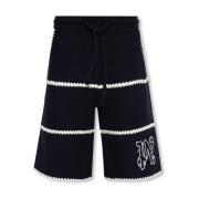 Wollen shorts met logo Palm Angels , Blue , Heren