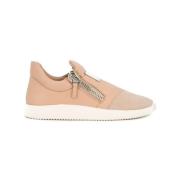 Licht Suède Logo Plaque Sneakers Giuseppe Zanotti , Beige , Dames