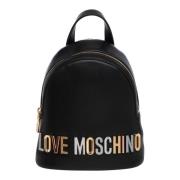 Rhinestone Logo Backpack Love Moschino , Black , Dames