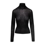 Zwarte Mohair Cote Plate Sweaters Saint Laurent , Black , Dames