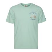 Katoenen Korte Mouw Borstprint T-Shirt MC2 Saint Barth , Blue , Heren