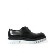 Elegante Zwart en Wit Leren Derby Schoenen Dolce & Gabbana , Black , H...