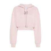 Bling Leaves S Arrow Cropped Hoodie Off White , Pink , Dames