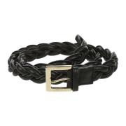 Gevlochten leren riem met gouden sluiting Avenue 67 , Black , Dames