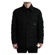 Luxe Zwarte Gewatteerde Parka Jas Dolce & Gabbana , Black , Heren