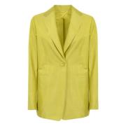 Zijden Shantung V-Hals Blazer Geel Max Mara Studio , Yellow , Dames