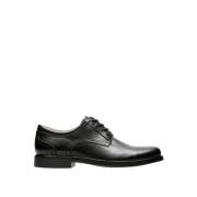 Zwarte Leren Veterschoenen Clarks , Black , Heren