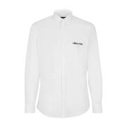 Witte Katoenen Overhemd met Italiaanse Kraag Fendi , White , Heren