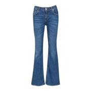 Flared Jeans 5-Zakken Rits Sluiting Douuod Woman , Blue , Dames