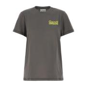 Casual Katoenen T-Shirt Ganni , Gray , Dames