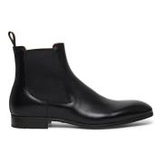 Klassieke Leren Chelsea Boot Santoni , Black , Heren