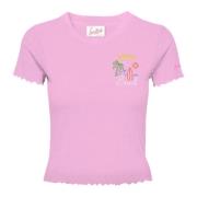 Katoen Elastaan T-shirt MC2 Saint Barth , Pink , Dames