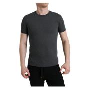 Elegante Donkergrijze Crew Neck Tee Dolce & Gabbana , Gray , Heren