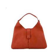 Rode Leren Handtas met Metalen Logo Orciani , Red , Dames