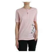 Roze Bloemen Katoenen T-shirt Dolce & Gabbana , Pink , Dames